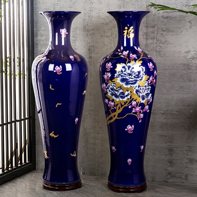 景德镇陶瓷花开富贵客厅落地大花瓶