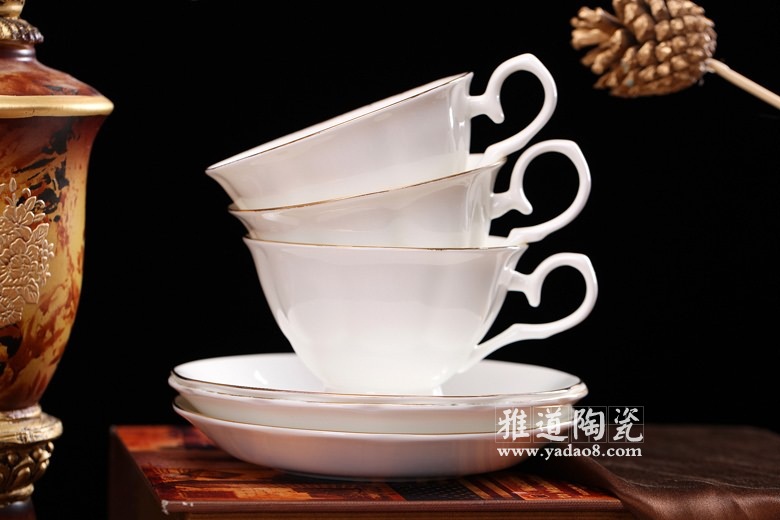 景德镇陶瓷金镶玉英式15头咖啡具