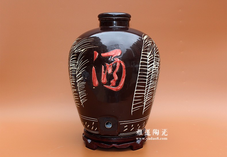 景德镇手工雕刻芦苇30斤陶瓷酒坛