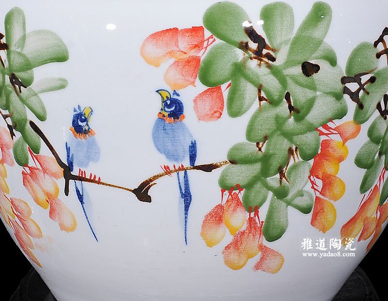陶瓷锦鲤缸景德镇手绘养鱼缸荷花缸满春