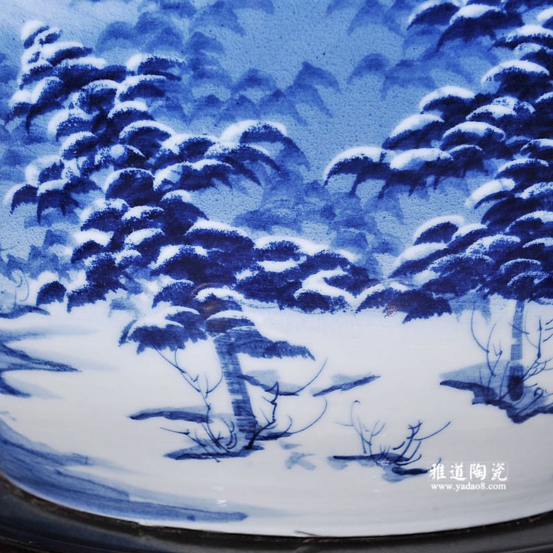 锦鲤陶瓷缸手绘雪景鱼缸荷花缸