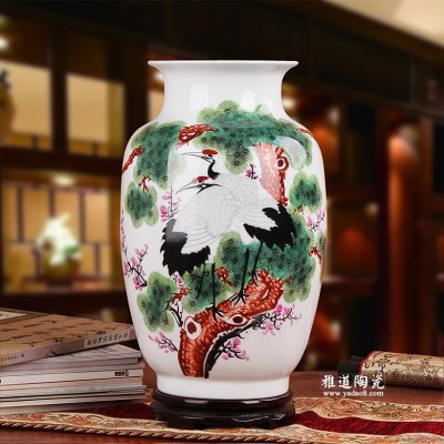 祝寿陶瓷花瓶 送老人陶瓷花瓶 手绘
