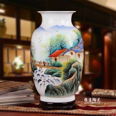 陶瓷花瓶摆件 名家俞金喜作品 深山清居
