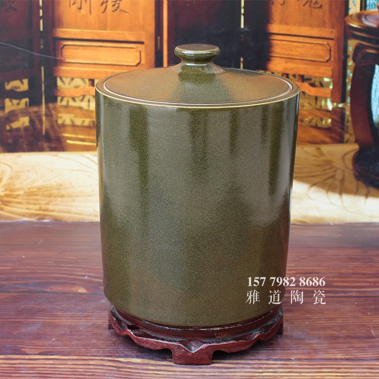 景德镇陶瓷米桶茶叶末储物罐水缸油缸-背面