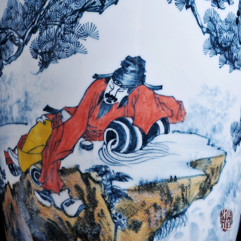 景德镇名家手绘陶瓷花瓶李白醉酒-细节图