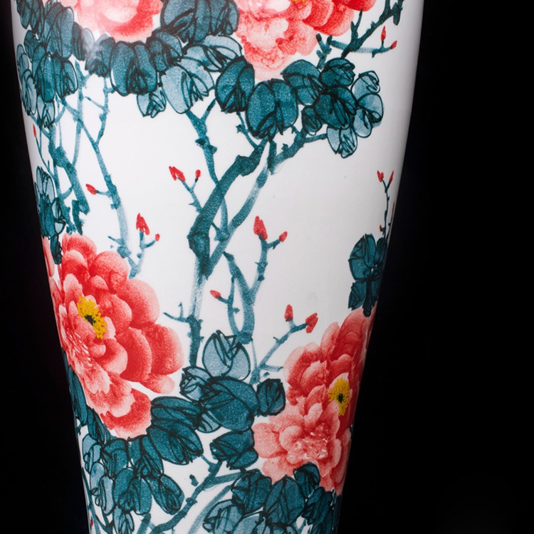 景德镇手绘牡丹陶瓷大花瓶摆件-细节图