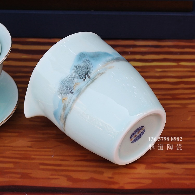 10头景德镇家用陶瓷盖碗功夫茶具-公道杯