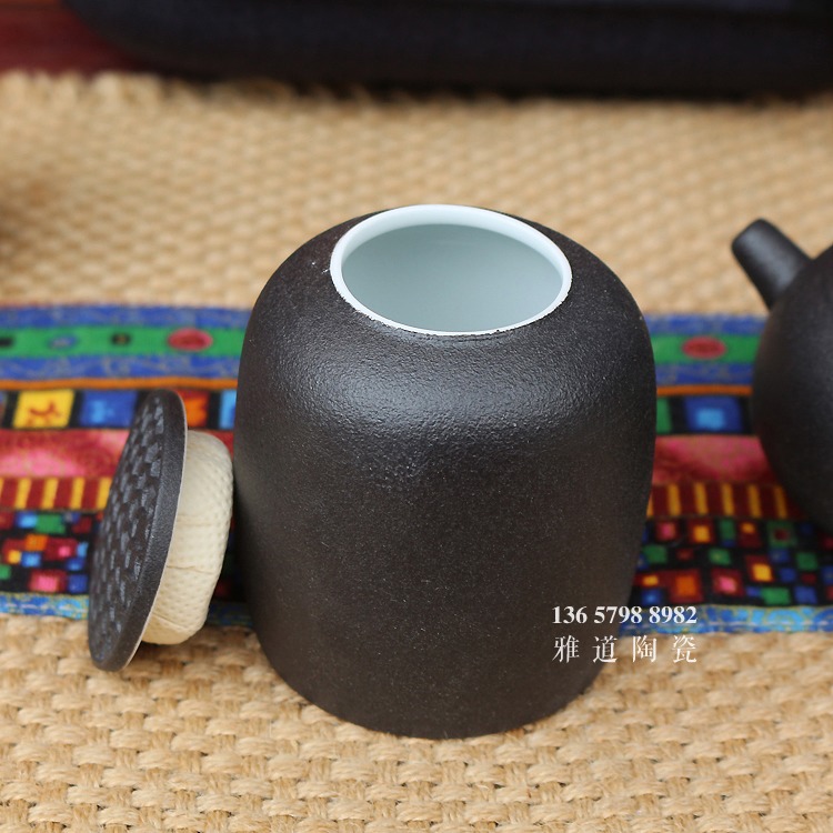 4头便携户外陶瓷旅行茶具套装-茶叶罐