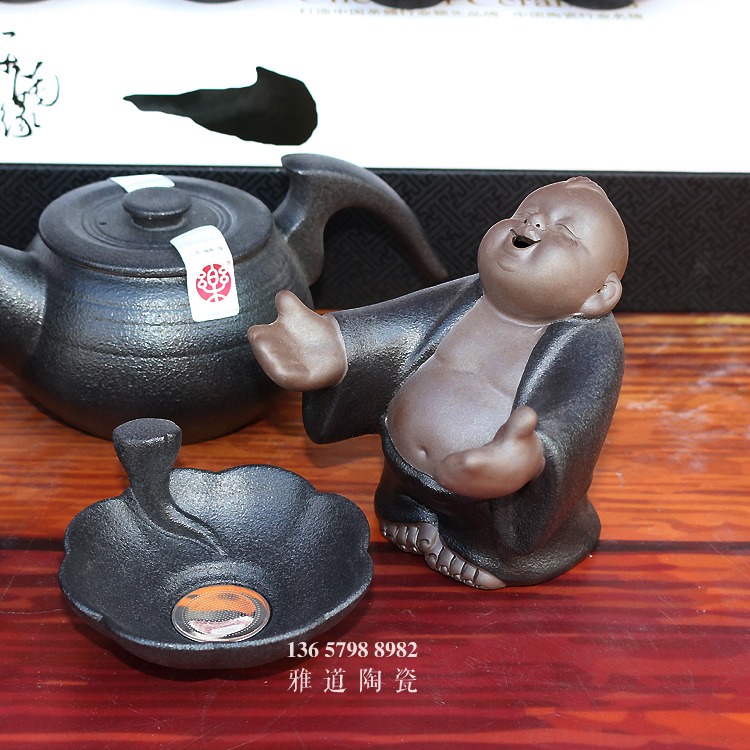景德镇陶瓷黑色粗瓷整套功夫茶具套装-茶漏