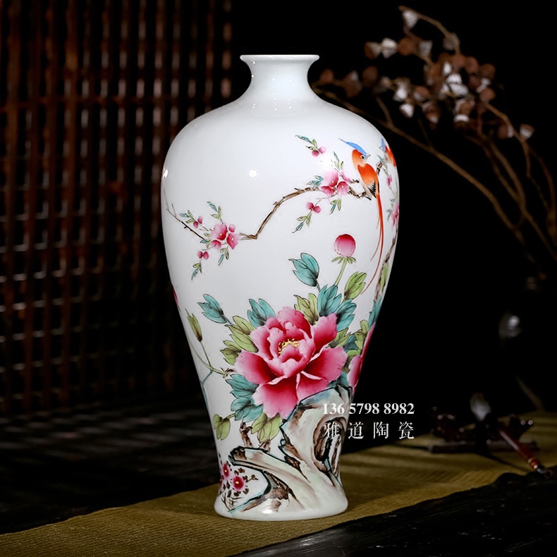 夏国安手绘满园春色花瓶家居工艺品摆件-侧面
