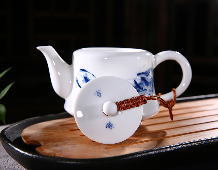手绘虾趣青花瓷陶瓷茶具套装批发