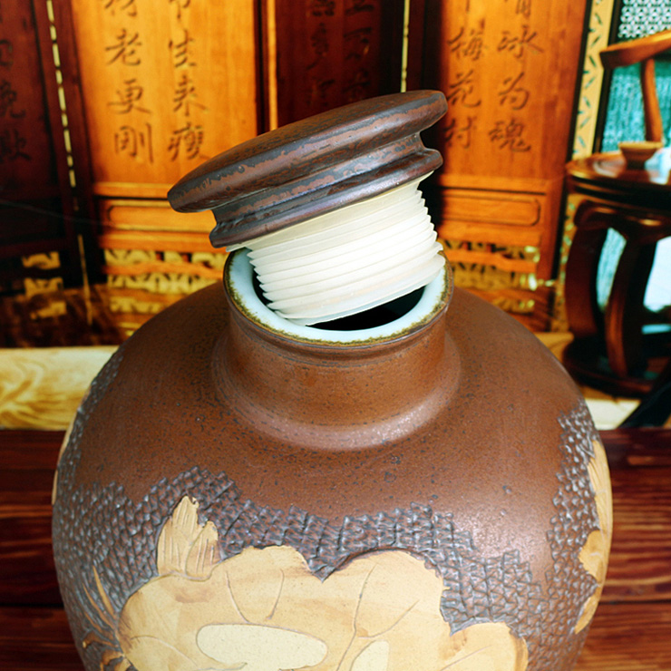 景德镇雕刻私藏白酒50斤陶瓷酒坛 