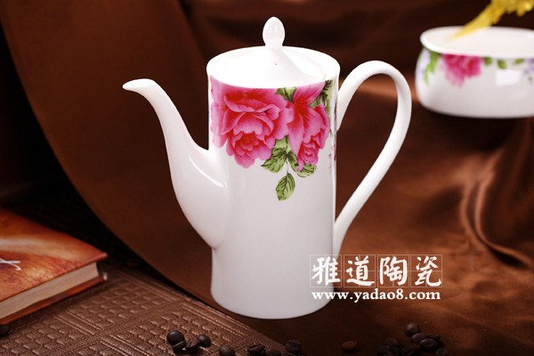 玫瑰花语陶瓷咖啡壶子