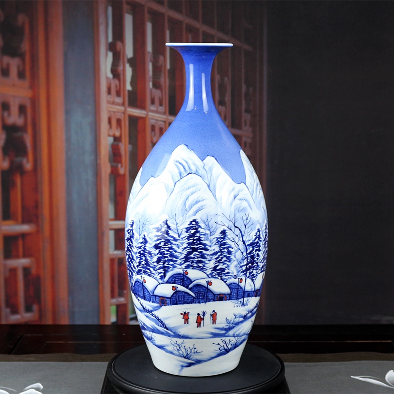王云喜手绘景德镇陶瓷花瓶（瑞雪）(图4)