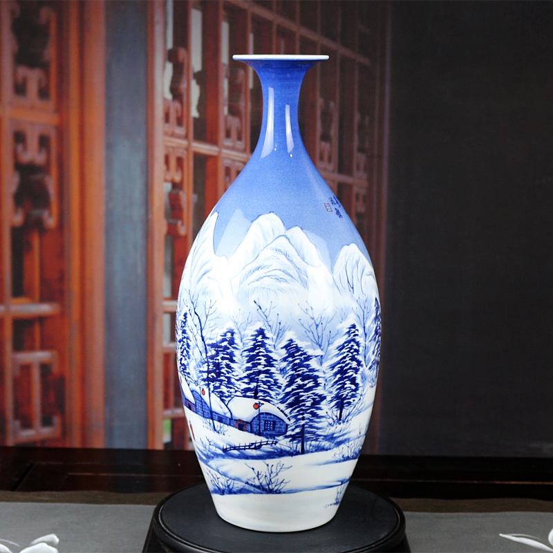 王云喜手绘景德镇陶瓷花瓶（瑞雪）(图3)