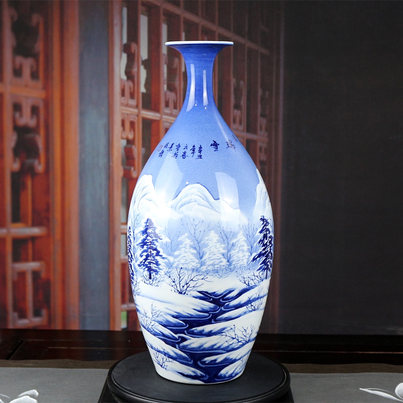 王云喜手绘景德镇陶瓷花瓶（瑞雪）(图5)