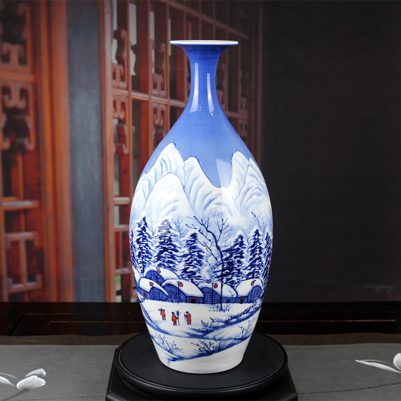 王云喜手绘景德镇陶瓷花瓶（瑞雪）(图1)