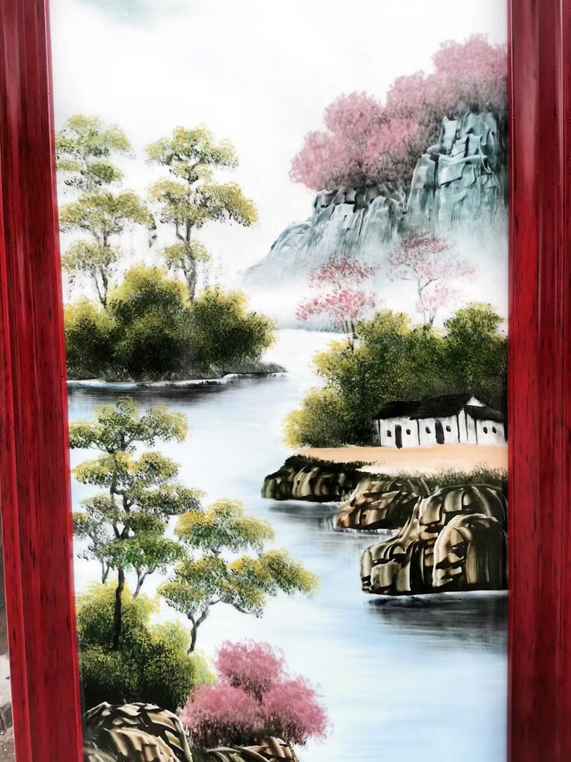 手绘客厅装饰山水瓷板画（春夏秋冬）(图4)