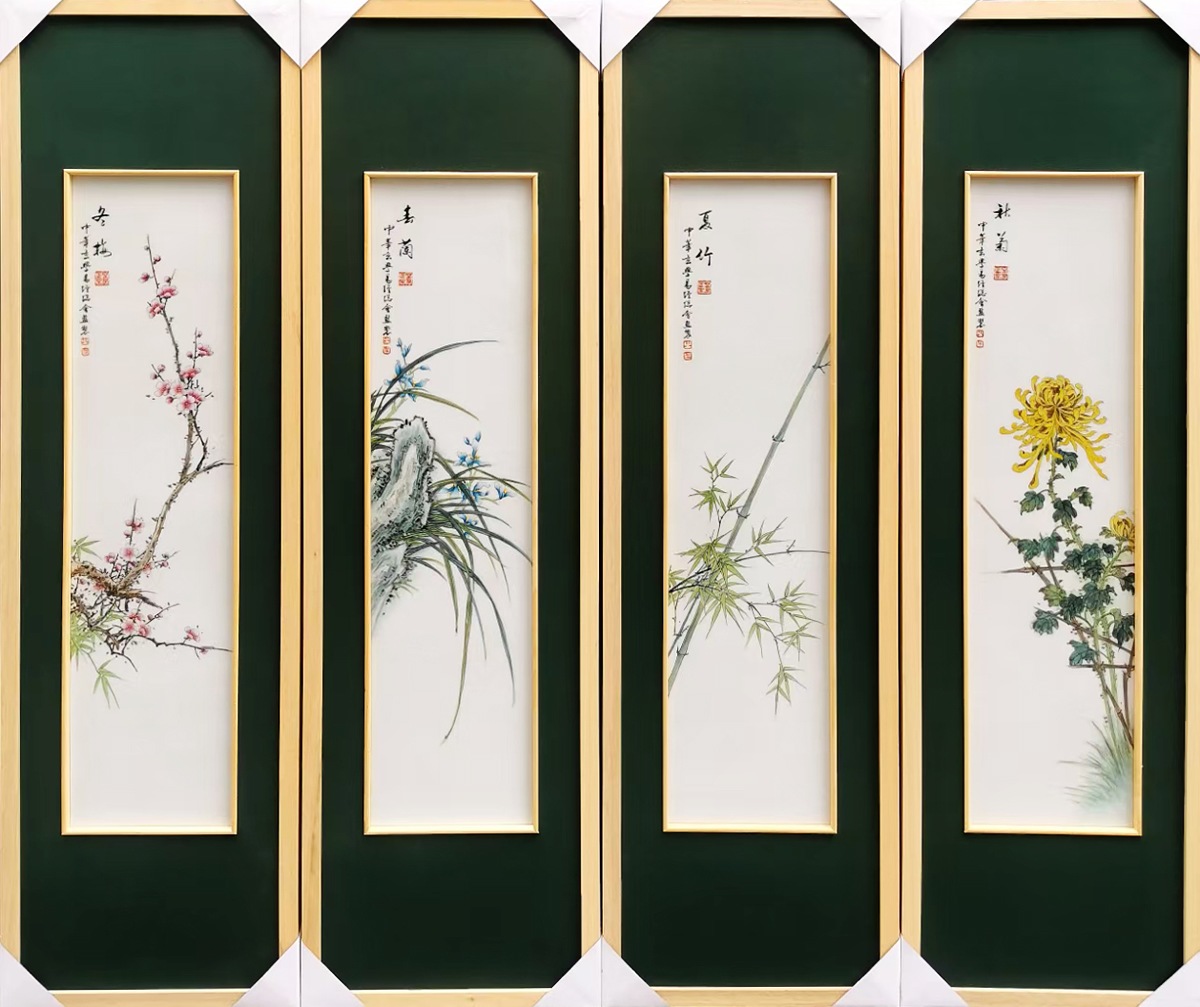 福全手绘中式装饰瓷板画（梅兰竹菊）(图2)