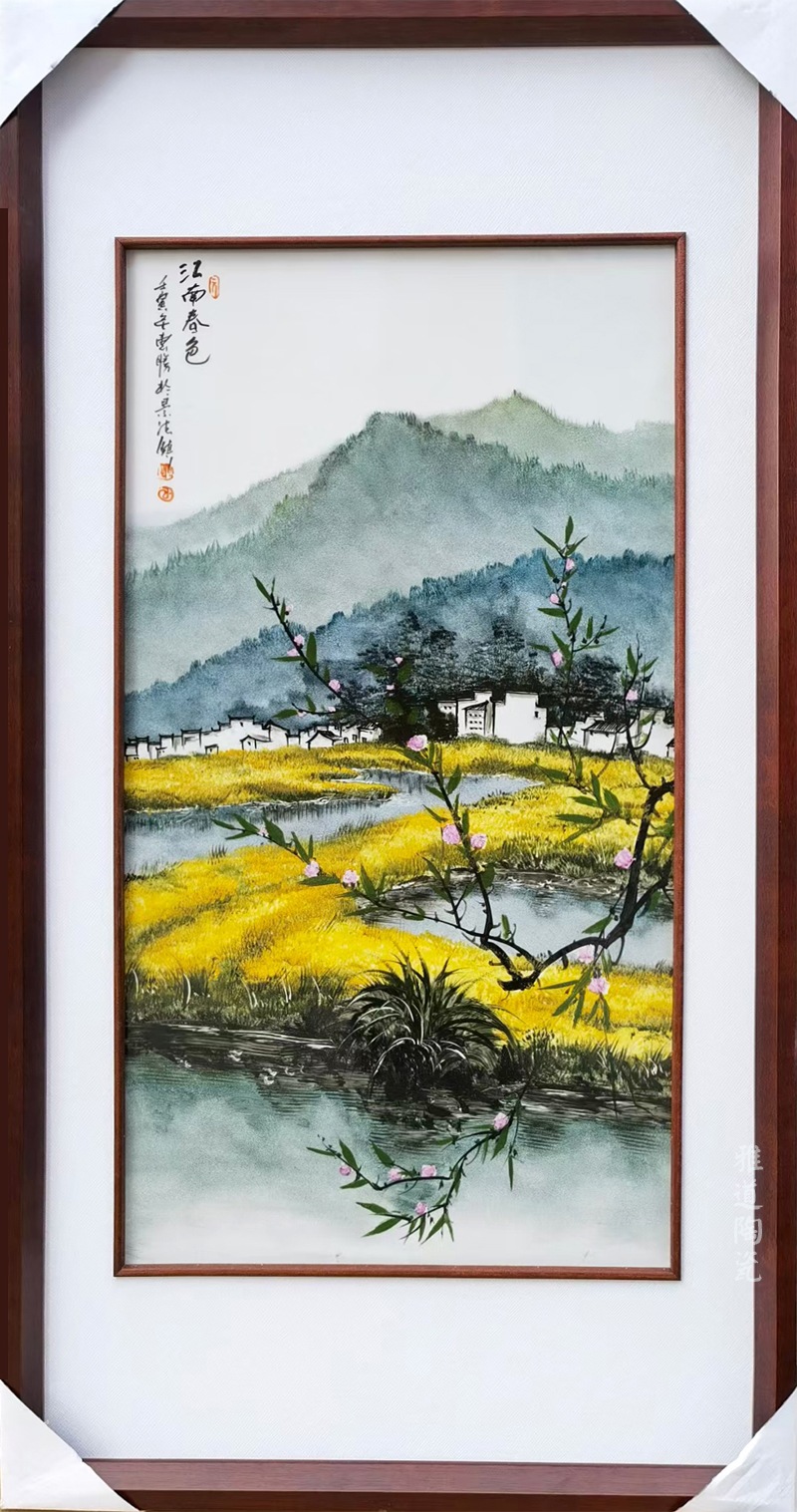 手绘新中式装饰瓷板画（江南春色）(图2)
