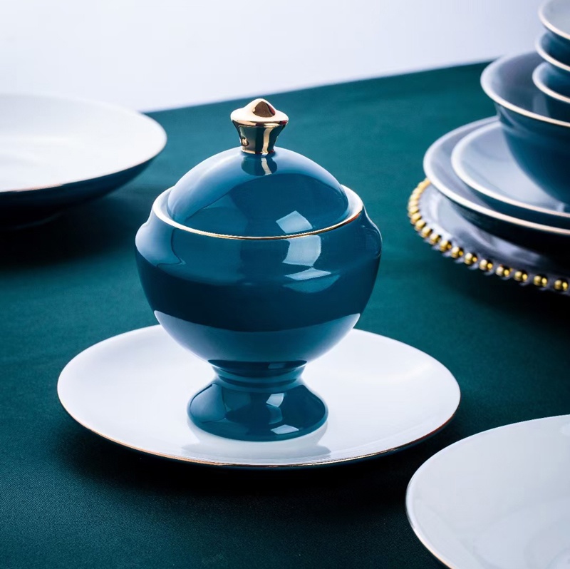 景德镇双色釉高档陶瓷餐具套装（绿如蓝）(图7)