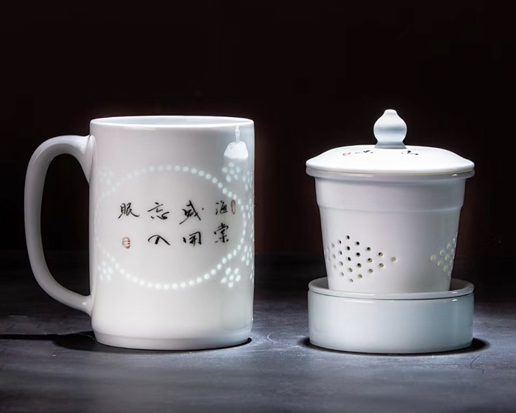 景德镇高档手绘玲珑家用陶瓷茶杯(图7)