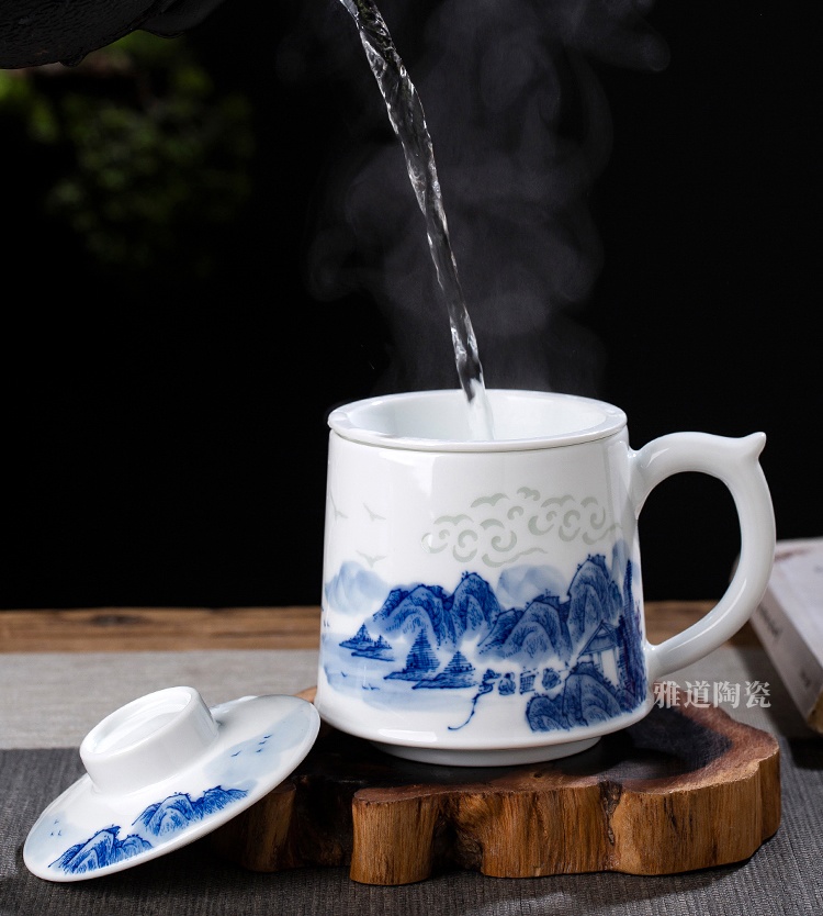 景德镇陶瓷茶杯礼品杯（祥云山水）(图5)