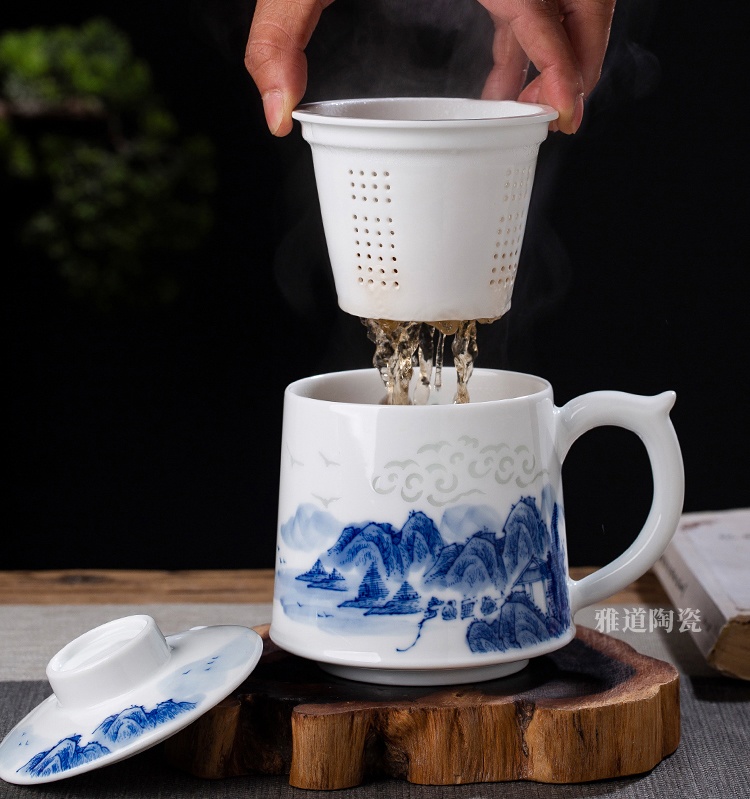 景德镇陶瓷茶杯礼品杯（祥云山水）(图6)