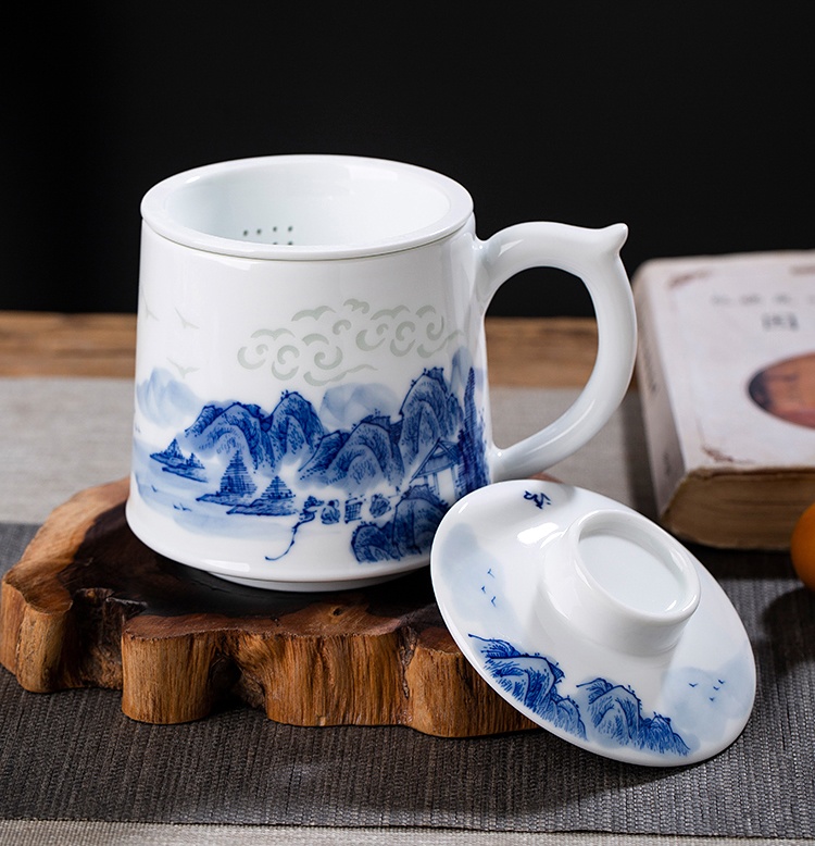 景德镇陶瓷茶杯礼品杯（祥云山水）(图9)