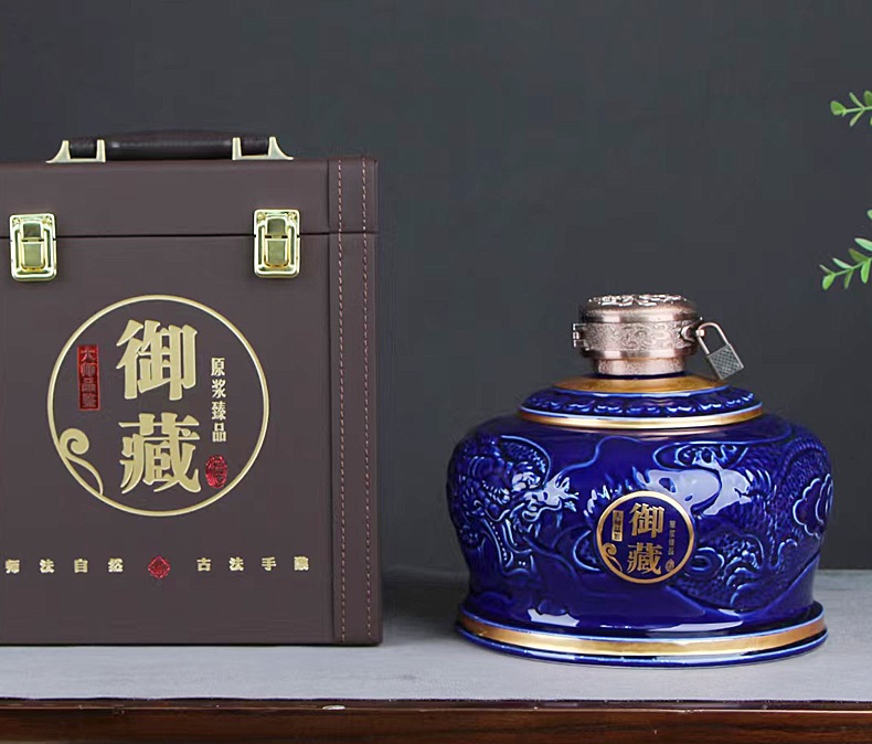 5斤装雕刻龙纹陶瓷酒坛子礼盒(图7)