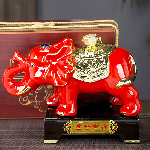 景德镇陶瓷5斤大象工艺摆件酒坛