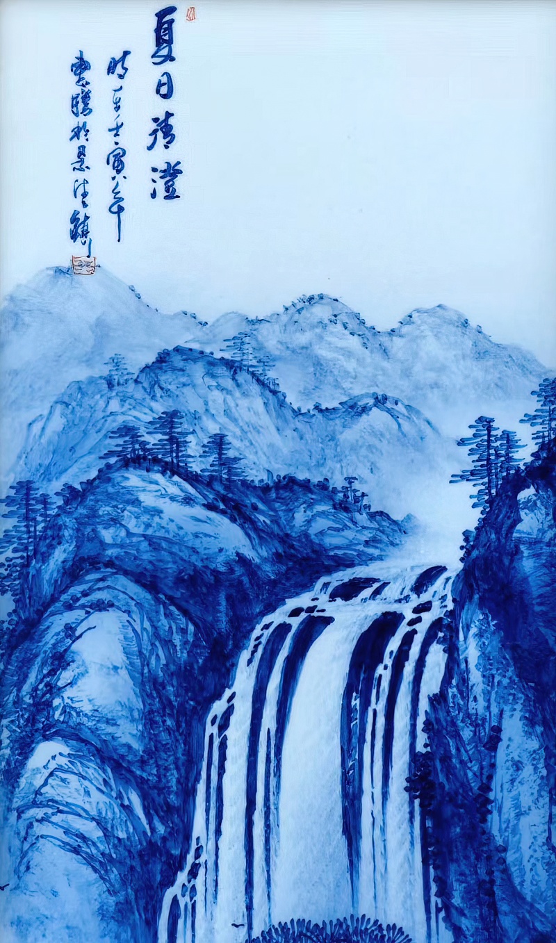 周惠胜手绘山水春夏秋冬瓷板画(图5)