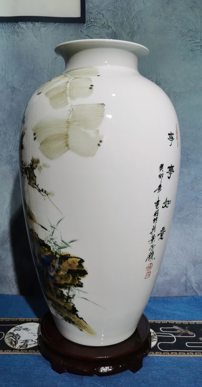 徐建明手绘陶瓷花瓶（事事如意）(图2)