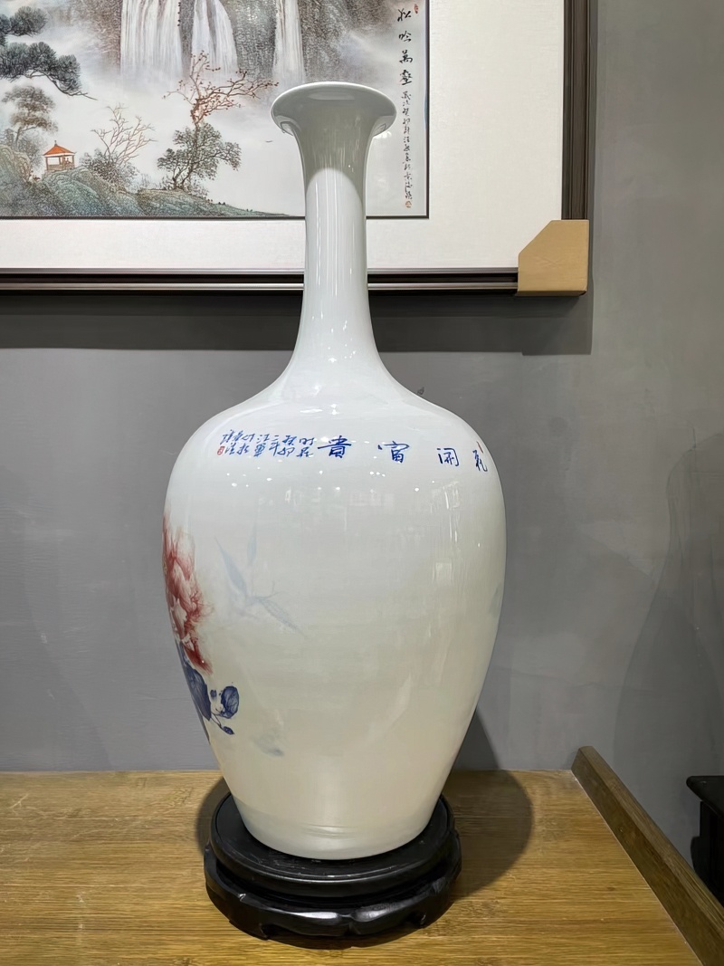 汪军手绘客厅花瓶摆件（花开富贵）(图4)