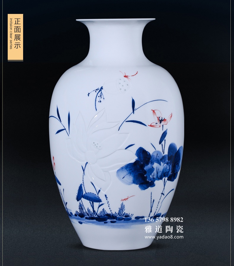 景德镇名家包林平手绘半刀泥高档陶瓷花瓶