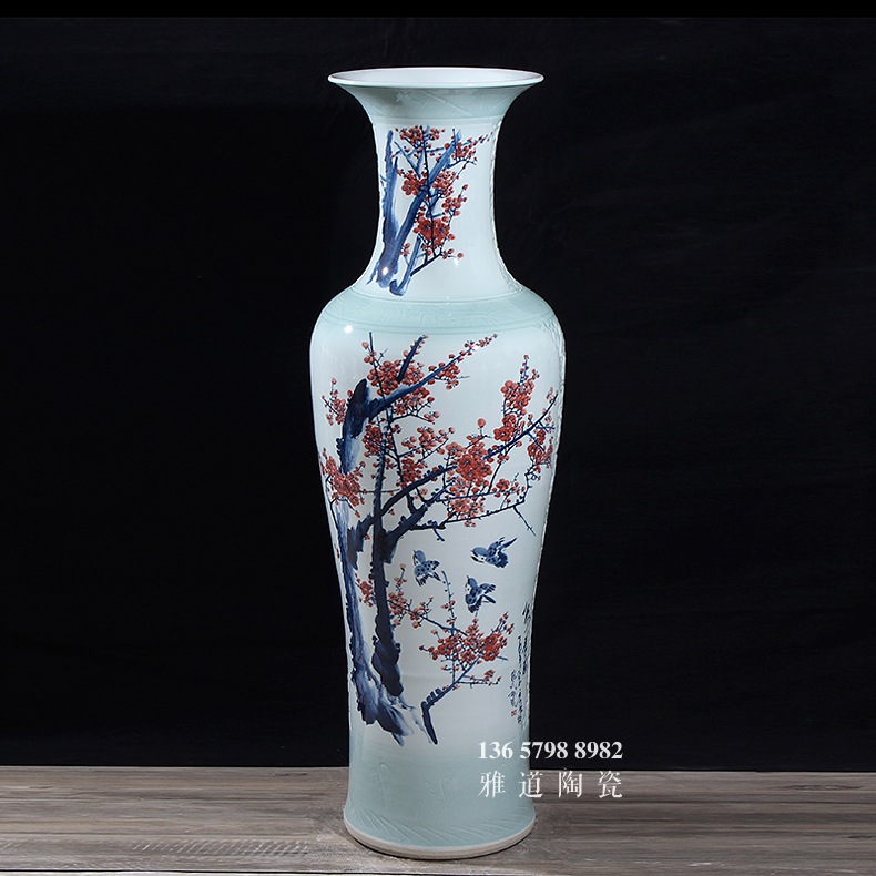 景德镇陶瓷大花瓶手绘双面客厅摆件