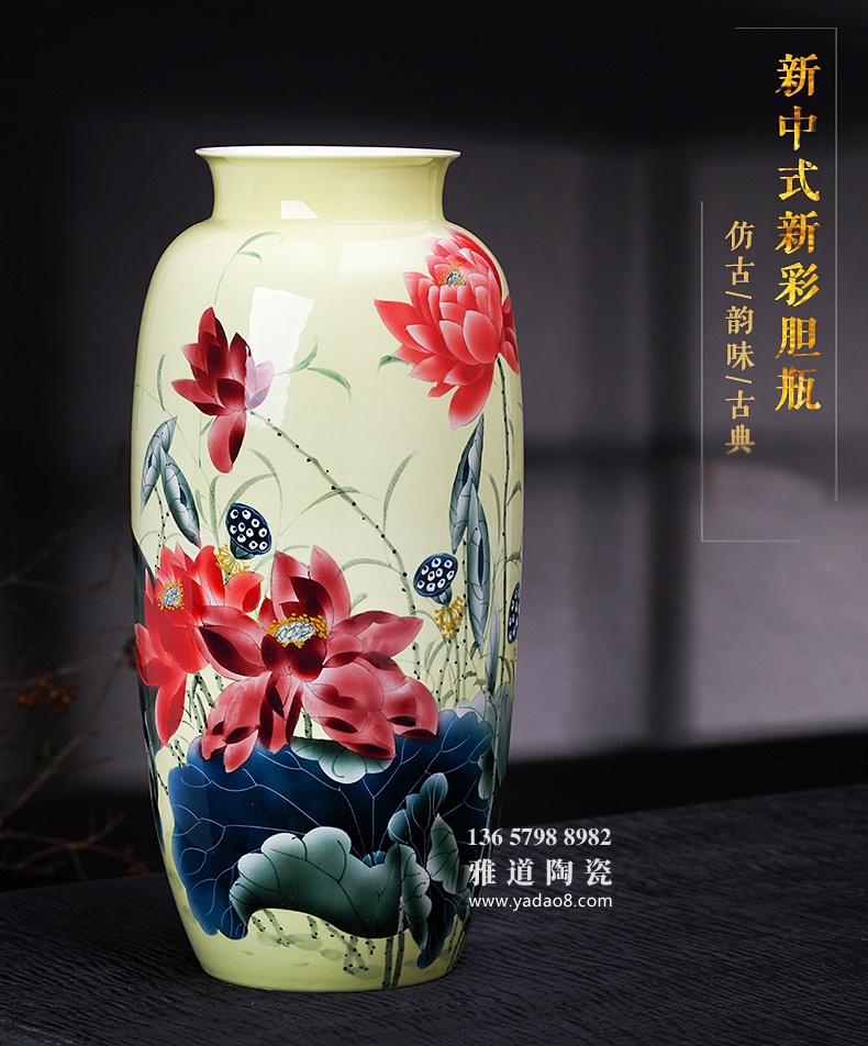 景德镇名家手绘家居客厅装饰陶瓷花瓶摆件