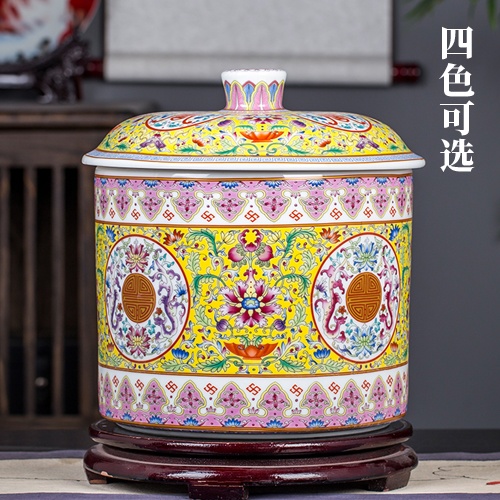 景德镇十斤装珐琅彩陶瓷米缸